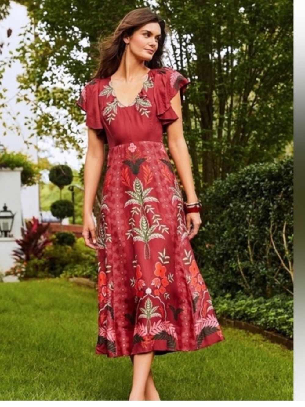NWT JOHNNY WAS Annamay
Placement Floral Print Silk
Blend dress